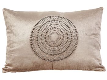 COUSSIN VELOURS BEIGE À RANGS 30X10X45CM HM492293