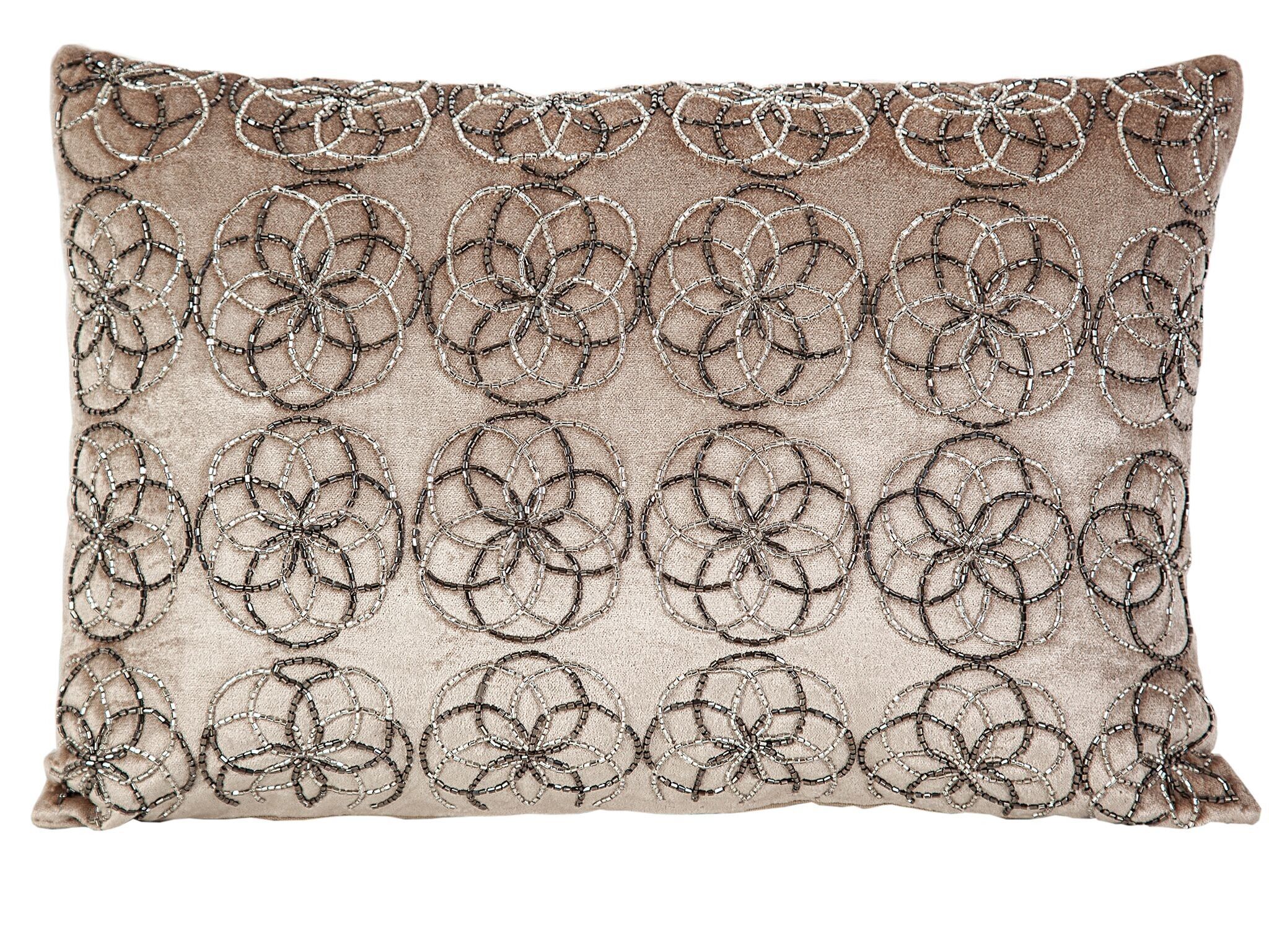 CUSCINO IN VELLUTO BEIGE CON CERNIERE HM492296