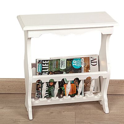 TABLE/PORTE-MAGASIN EN BOIS BLANC MINDI 50X25X52CM HM721013