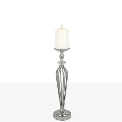 SILVER METAL/GLASS CANDLE HOLDER HM841002