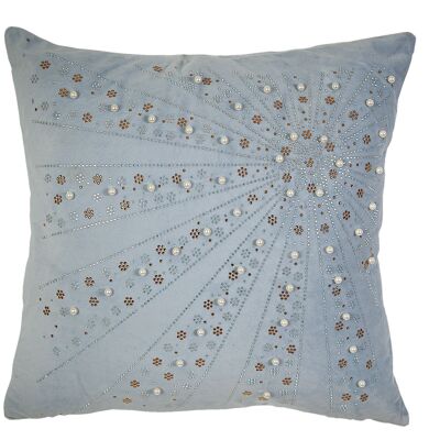 LIGHT BLUE VELVET CUSHION WITH PEARLS 400 grams HM841058