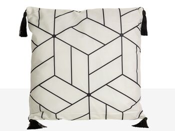 COUSSIN DOUX POLYESTER À Glands BLANC/NOIR 400 GR 0X0X45CM HM841127