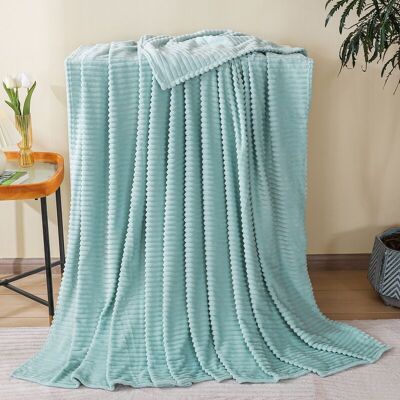 TURQUOISE STRIPED FLANNEL BLANKET 180X1X200CM HM841160
