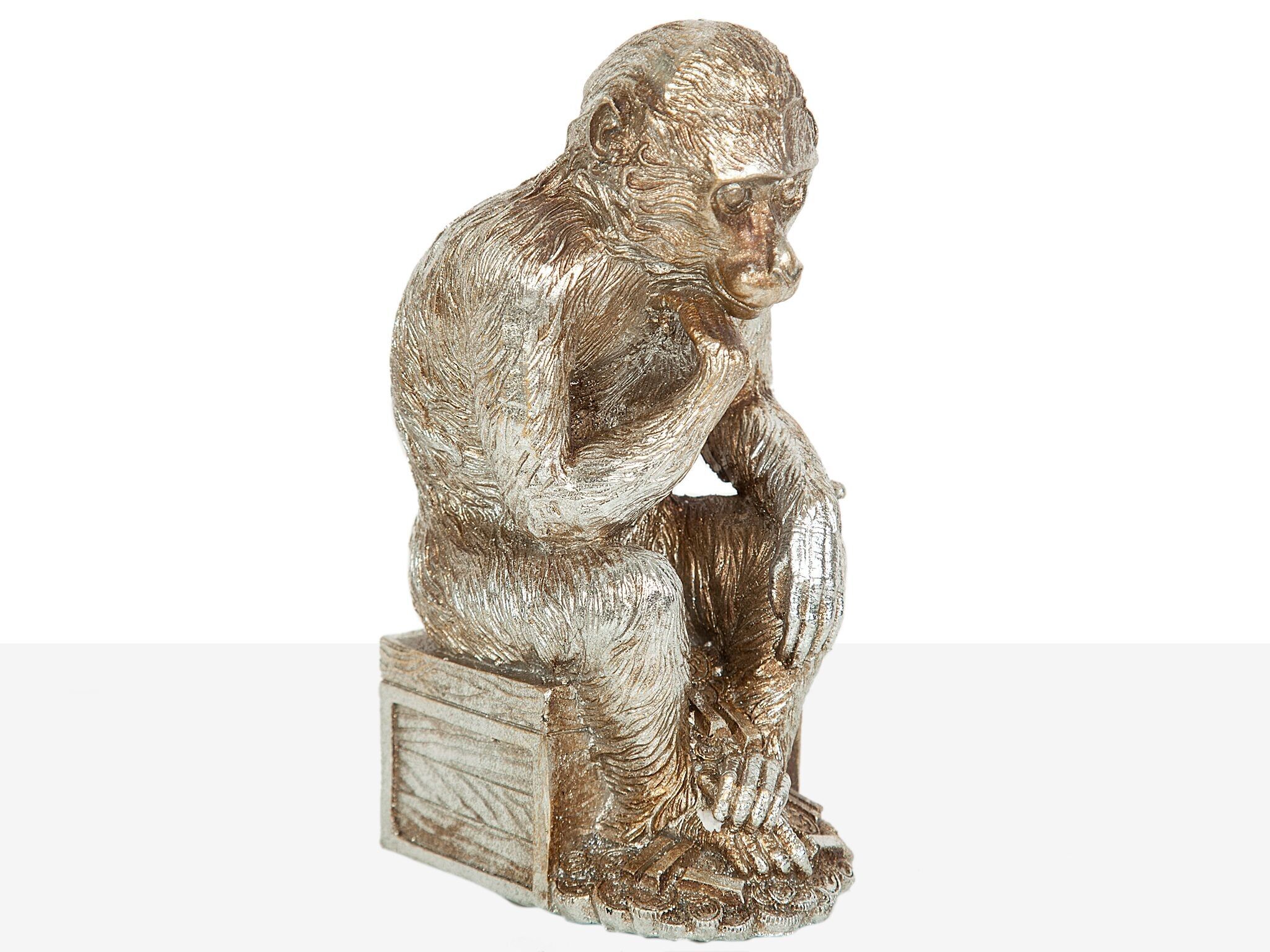 FIGURA SCIMMIA IN RESINA ARGENTO HM919617