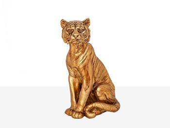 FIGURINE TIGRE EN RÉSINE DORÉE 15X9X21CM HM1021127