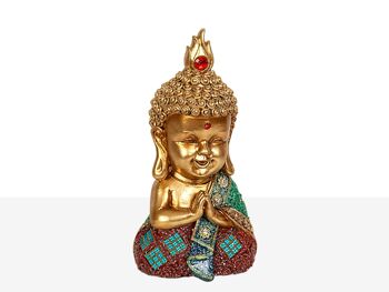 FIGURINE BOUDDHA MOINE RÉSINE 11X10X21CM HM1921119