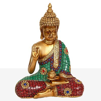 SITZENDE BUDDHA-FIGUR AUS HARZ 22X10X29CM HM1921120