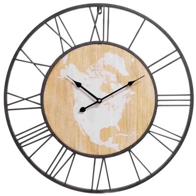 HORLOGE MURALE MÉTAL/BOIS 60X4X60CM HM2321012