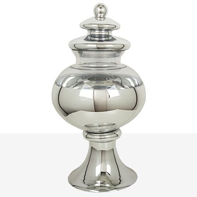 TIBOR HIGH GLASS SILVER/TRANS 29X29X47CM HM2621024