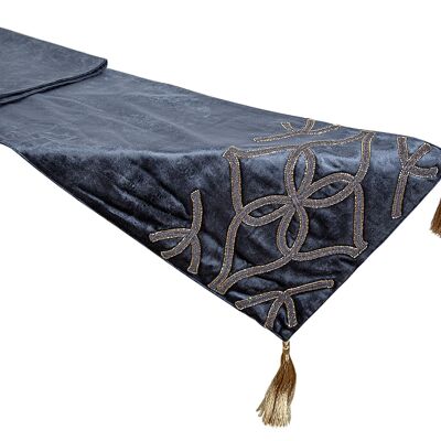 VELVET TABLE RUNNER WITH RHINGES AND TASSELS 33X1X180CM HM4922100