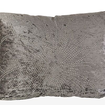 SILVER VELVET CUSHION WITH RHINGES 350 GRMS 30X10X40CM HM8411661