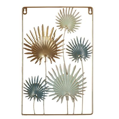 METAL WALL PLATE BLUE LEAVES 25X1X40CM HM8521022