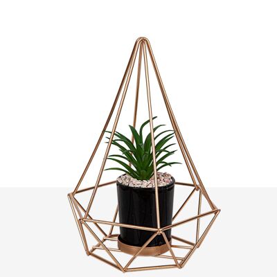 COPPER METAL PYRAMID WITH PLANT HM8521027