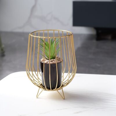 METAL CUP WITH PLANT 13X13X16CM HM8521030