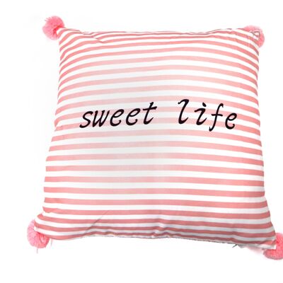 PINK STRIPED CUSHION WITH TASSELS HM8521056