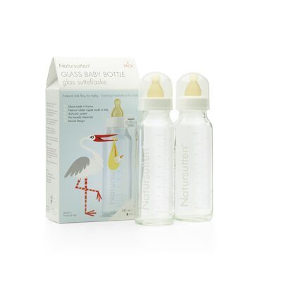 Natursutten set van twee glazen drinkflessen 240 ml