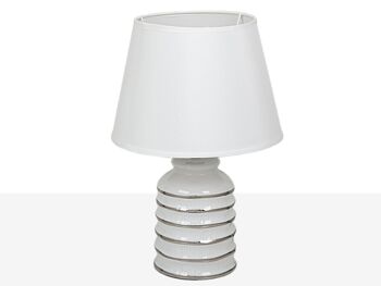 LAMPE CÉRAMIQUE BLANC/ARGENT AVEC ÉCRAN 11X11X34CM HM8521141