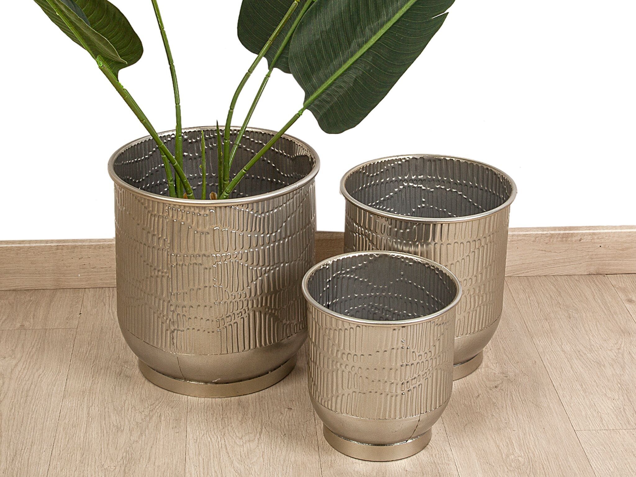 SET DI 3 COPERCHI PER VASI IN METALLO ARGENTO HM8658000