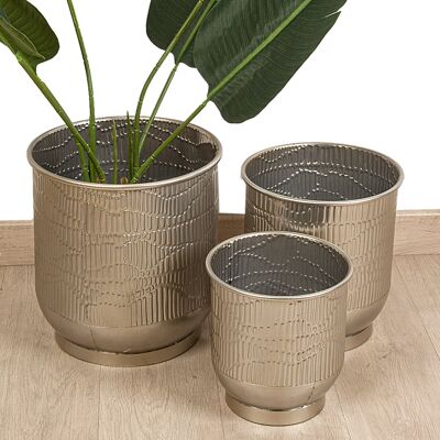 SET 3 COUCHE-POT MÉTAL ARGENT 33X33X34CM HM8658000