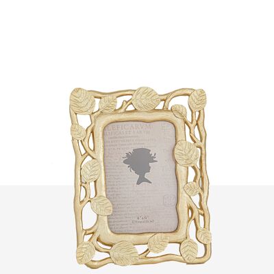 CHAMPANGE RESIN PHOTO FRAME BRANCH AND LEAVES 10X15X0CM HM10215010