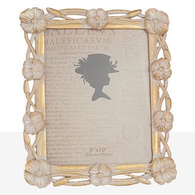 CREAM/GOLD POPPY RESIN PHOTO FRAME 20X25X0CM HM10216420