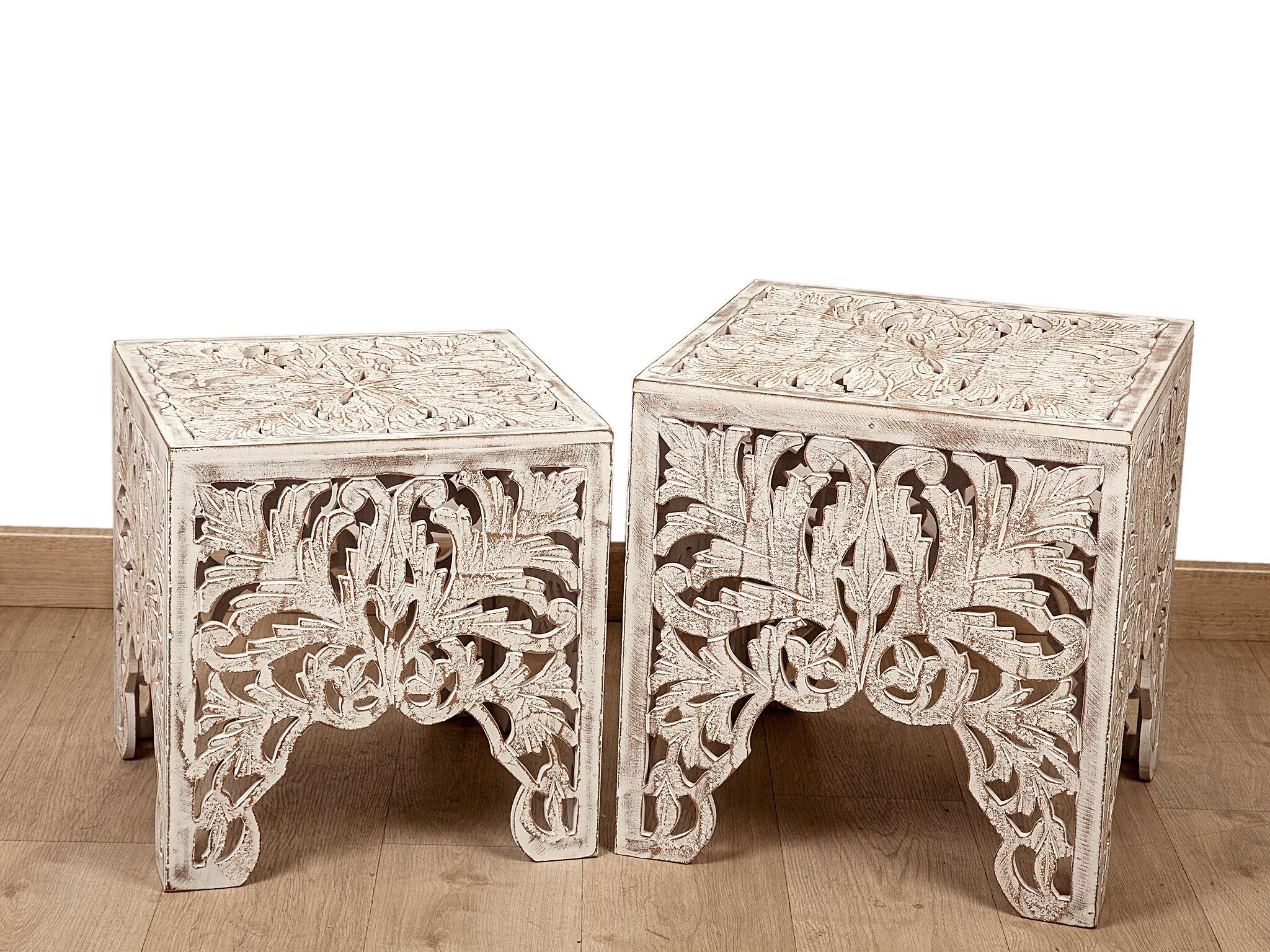 JEU 2 TABLES AJOURÉES NATURELLES HM301207000