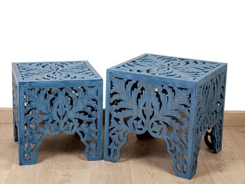 LOT DE 2 TABLES AJOURÉES BLEUE HM301209000