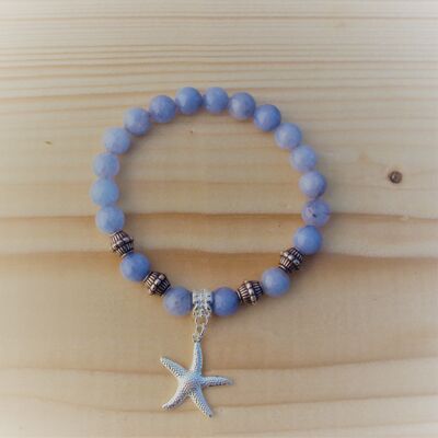 Bracelet de pierres précieuses en agate bleu clair