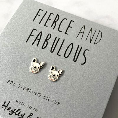 Aretes de plata esterlina de bulldog