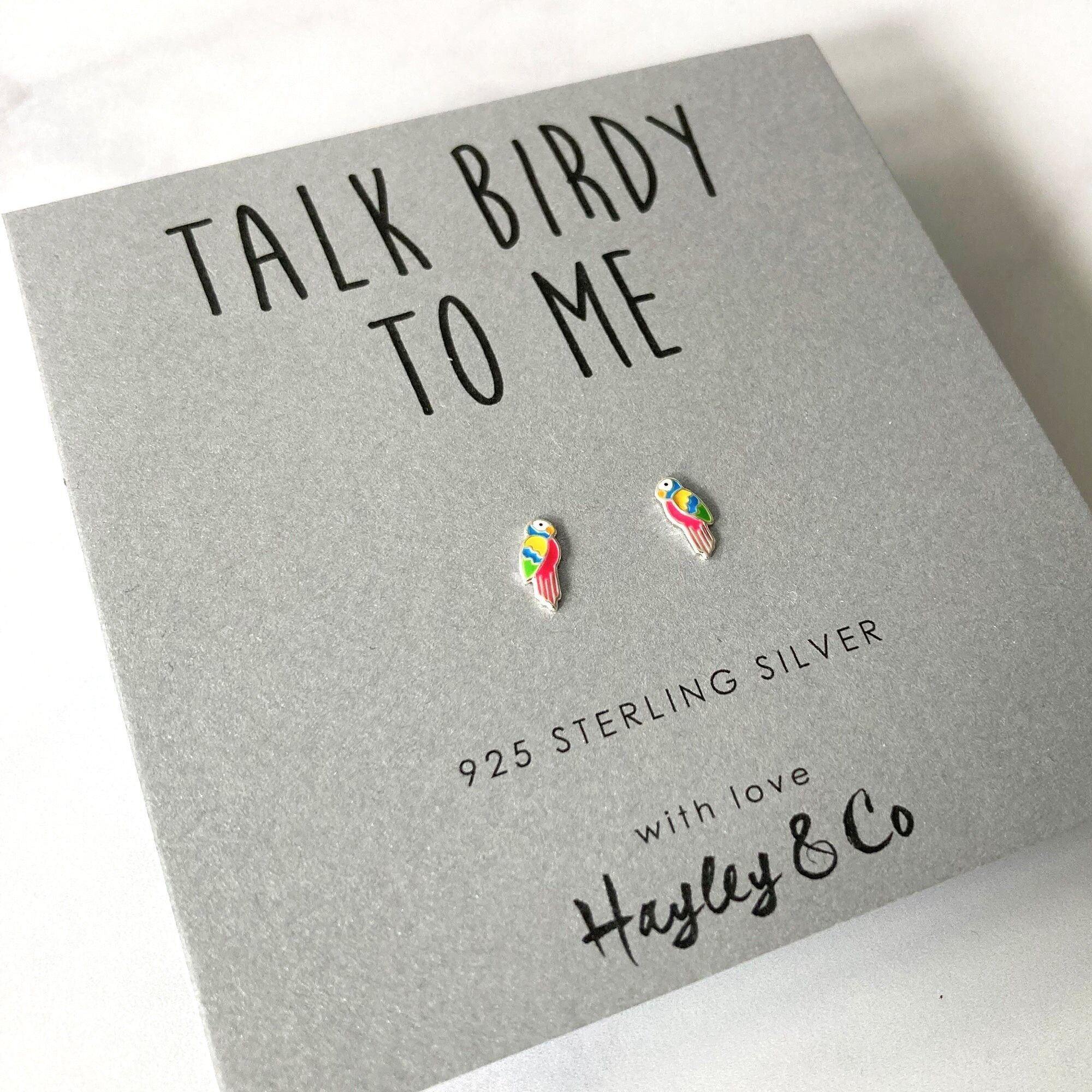 Boucles d'oreilles perroquet coloré en argent sterling