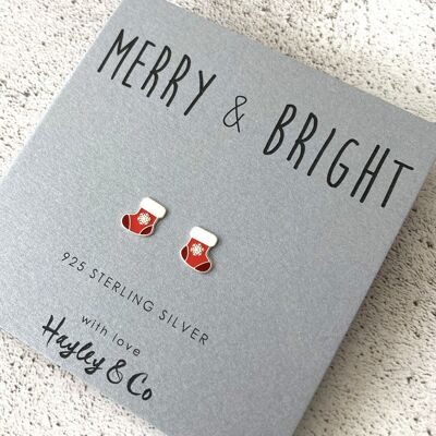 Boucles d'oreilles en argent sterling avec bas de Noël