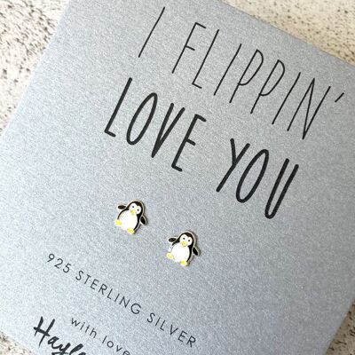 Aretes de plata esterlina de pingüino