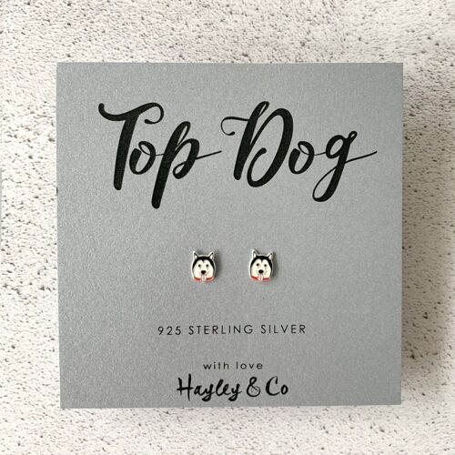 Husky Dog Sterling Silver Earrings