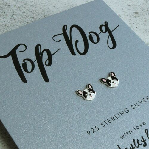 French Bulldog Sterling Silver Earrings