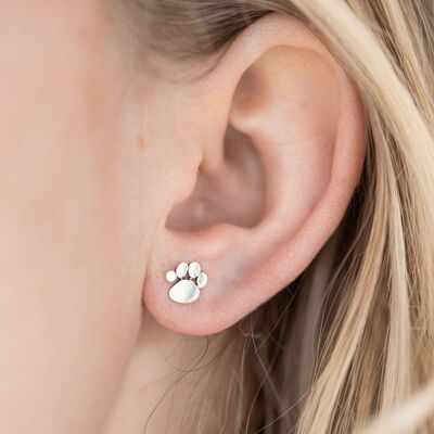 Top Dog Silver Paw Print Earrings