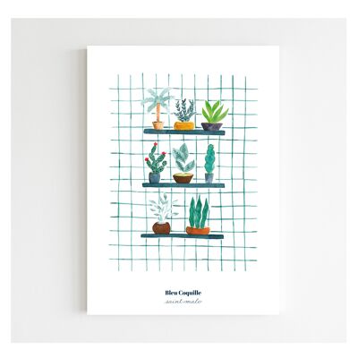 Póster Stationery Deco 14,8 x 21 cm - Plantas y flores en el estante