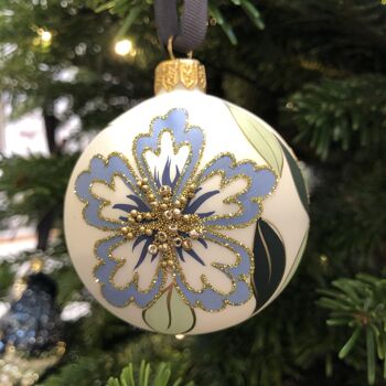 Décoration de Noël en verre - Fleur bleue - fabriquée en Europe 2