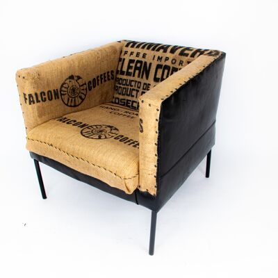 Leather & Coffee Sack Armchair
