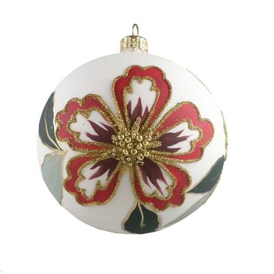 Christmas glas ornament - Flowers red/green - made in Europe