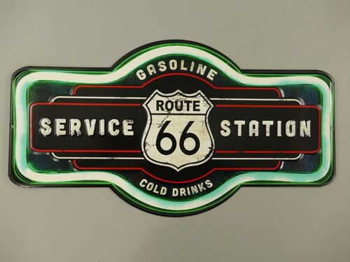 Route 66 Service Station Cold Drinks + Gasoline - 60 x 28 cm