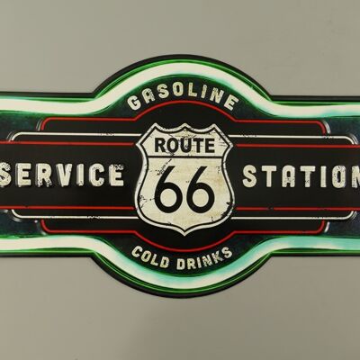 Route 66 Service Station Cold Drinks + Gasoline - 60cm x 28cm