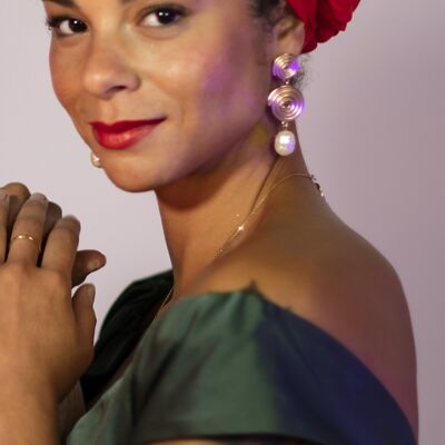 Havanah - bonnet rouge coquelicot doublé de satin idéal pour la chute de cheveux, la chimiothérapie, l'alopécie, les cheveux texturés