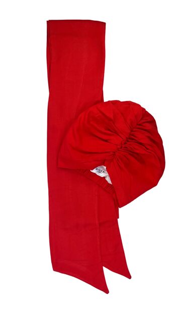 Havanah - bonnet rouge coquelicot doublé de satin idéal pour la chute de cheveux, la chimiothérapie, l'alopécie, les cheveux texturés 2
