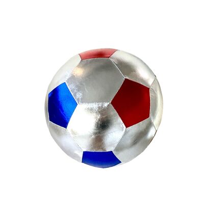 Soccer ball in blue, white and red fabrics