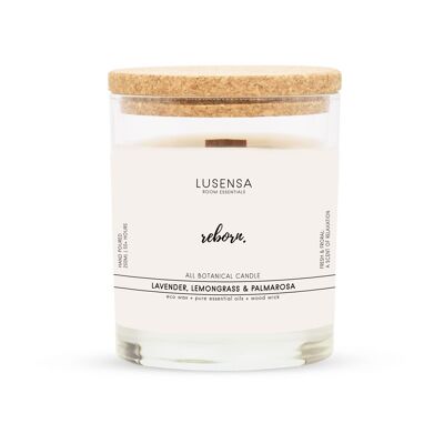 REBORN crackling candle with wooden wick + 100% essential oils