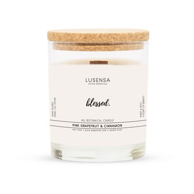 BLESSED crackling candle with wooden wick + 100% essential oils
