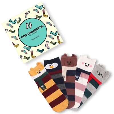 Scarf Animal Socks (Pack x5)