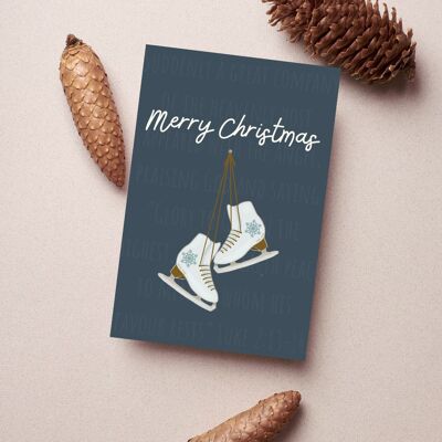 Christmas Cards, Ice Skates Hand-Drawn Illustration, Cosy Christmas, Blue 6x4