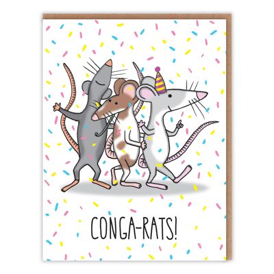 Carte de félicitations drôle - Rats Conga