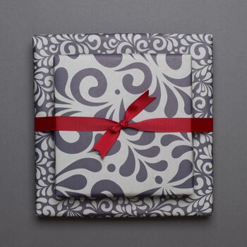 Papier d'emballage de Noël en toile de jute double face "Bembel" motif floral bleu gris en papier 100% recyclé 2